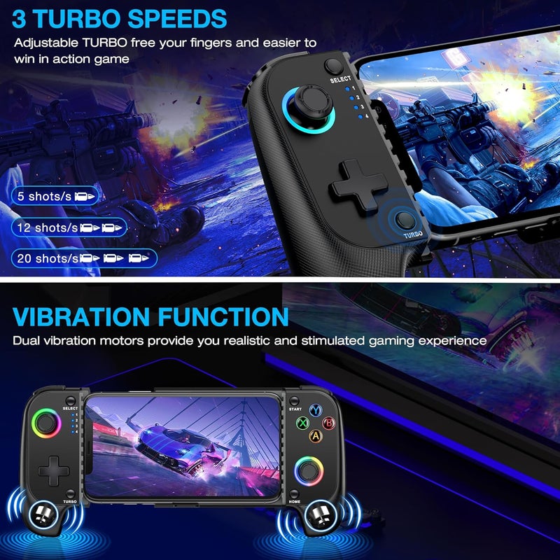 NinjaPlusOX Phone Controller for iPhone/Android with Hall Joystick, Wireless Controller for iPhone Support Xbox Game Pass, PlayStation, Steam Link, Call of Duty, Cloud Android iOS Controller - Image 4